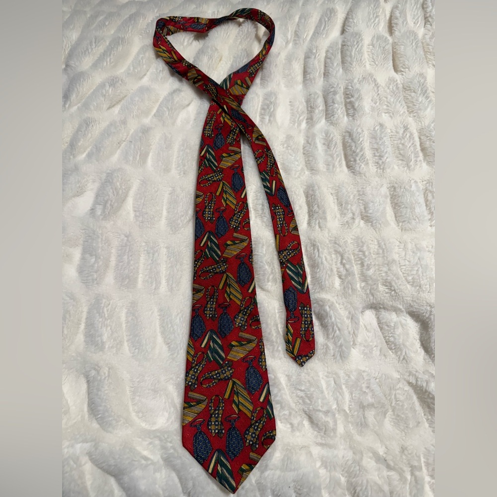 Chaps Red Multicolor Patterned Tie